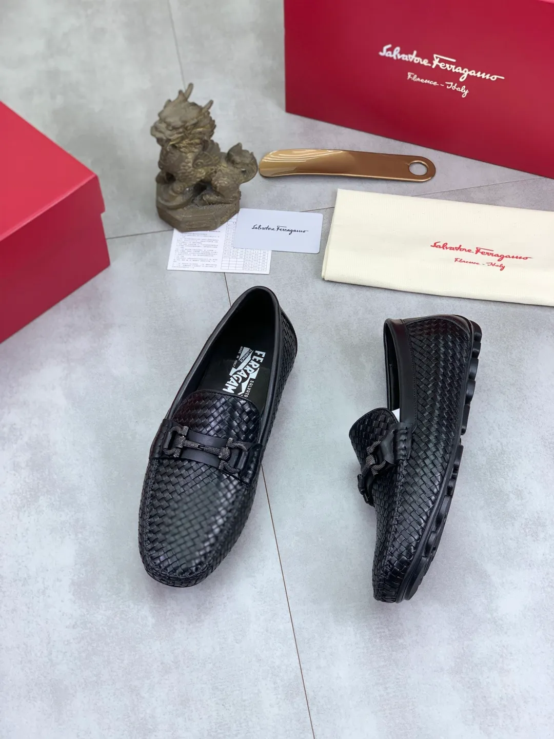 Men's men's shoes 💰P520 new high quality [Ferragamo/Ferragamo] latest model original imported calfskin, imported cowhide lining + original luxury metal buckle + original combination outsole Comparison without pressure Code number: 38-44 (45 customized)